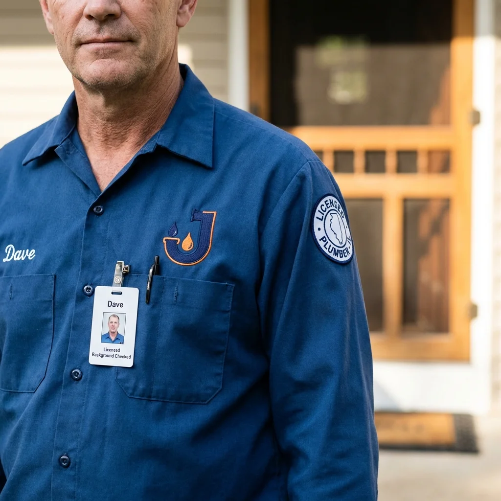 Licensed plumber showing ID badge in Rocksprings, TX