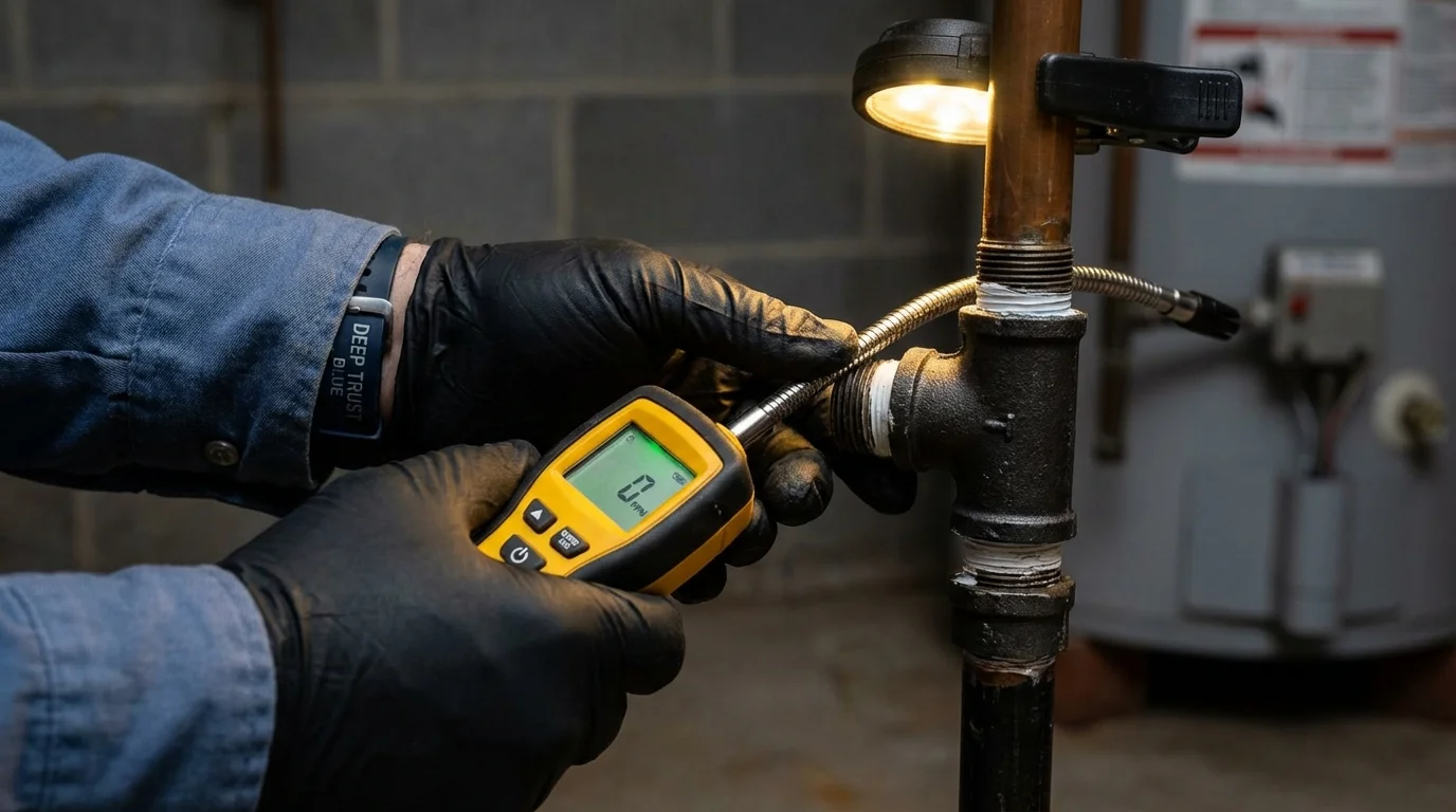 Gas leak detection with electronic sniffer by Johns Plumbing LLC in Rocksprings