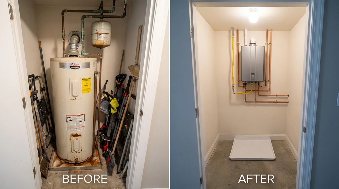 Tank water heater versus wall-mounted tankless unit comparison for Rocksprings, TX homeowners