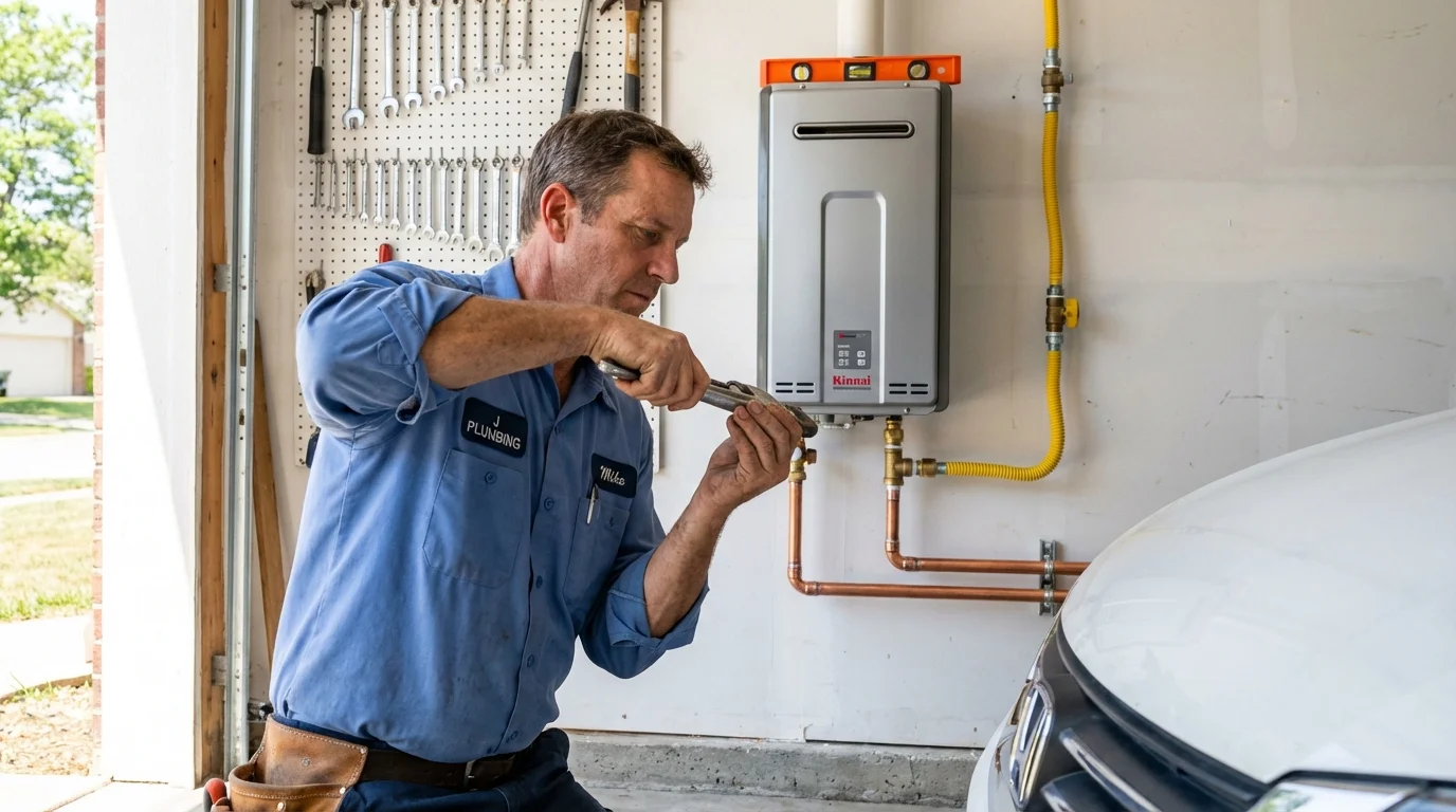 Tankless water heater installation by a Johns Plumbing LLC plumber in Rocksprings